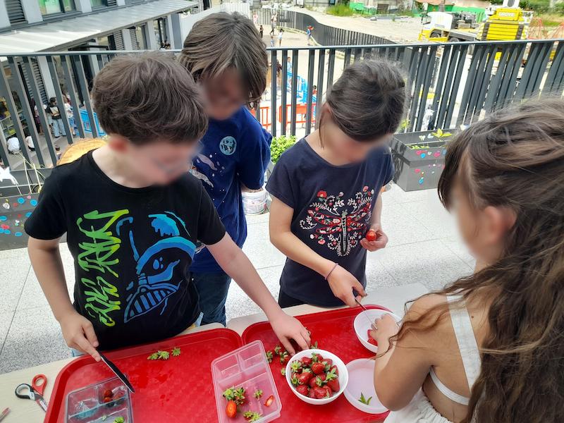 Produits frais et de saison à New School Lyon : restauration scolaire Newrest et son concept Madeleine
